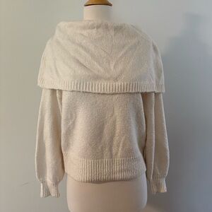 Anthropologie Off-the-Shoulder Cream Sweater Size XS